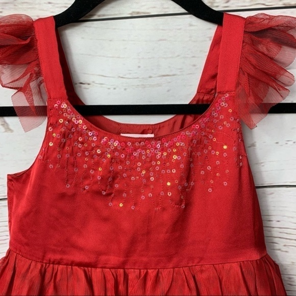 NWT Cat & Jack Flutter Sleeve Satin Tulle Dress - Picture 7 of 7